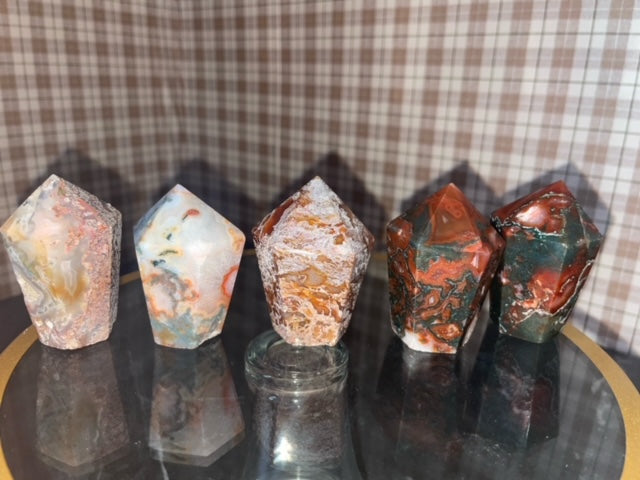 Red Moss Agate Tower