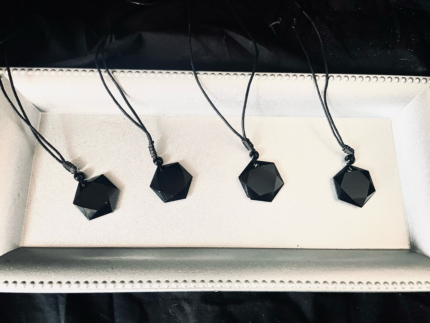 Black Obsidian Hexagon Necklace