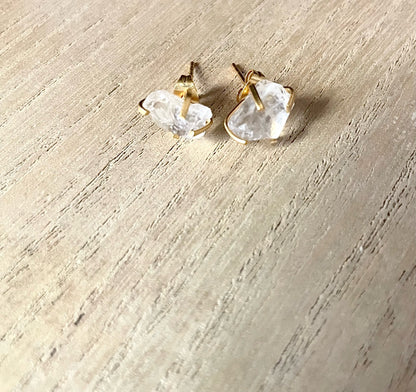 Clear Quartz Stud Earrings